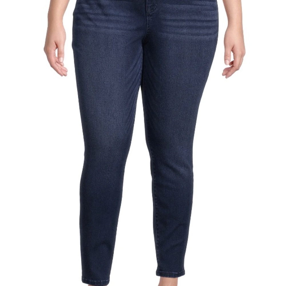 TERRA & SKY Womens Jeans Size 24W Petite High Rise Skinny Jeans Distressed  New